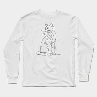 Cat line art black and white Long Sleeve T-Shirt